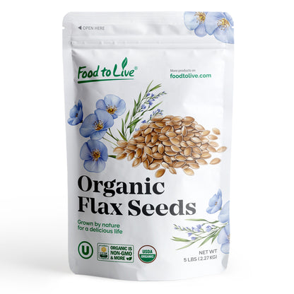 Organic Roasted Whole Brown Flax Seeds – Vegan, Kosher, Bulk – by Food to Live