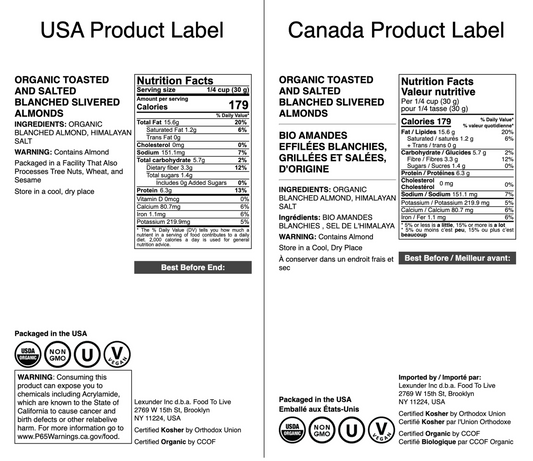 Organic Dry Roasted Blanched Slivered Almonds with Himalayan Salt - by Food to Live