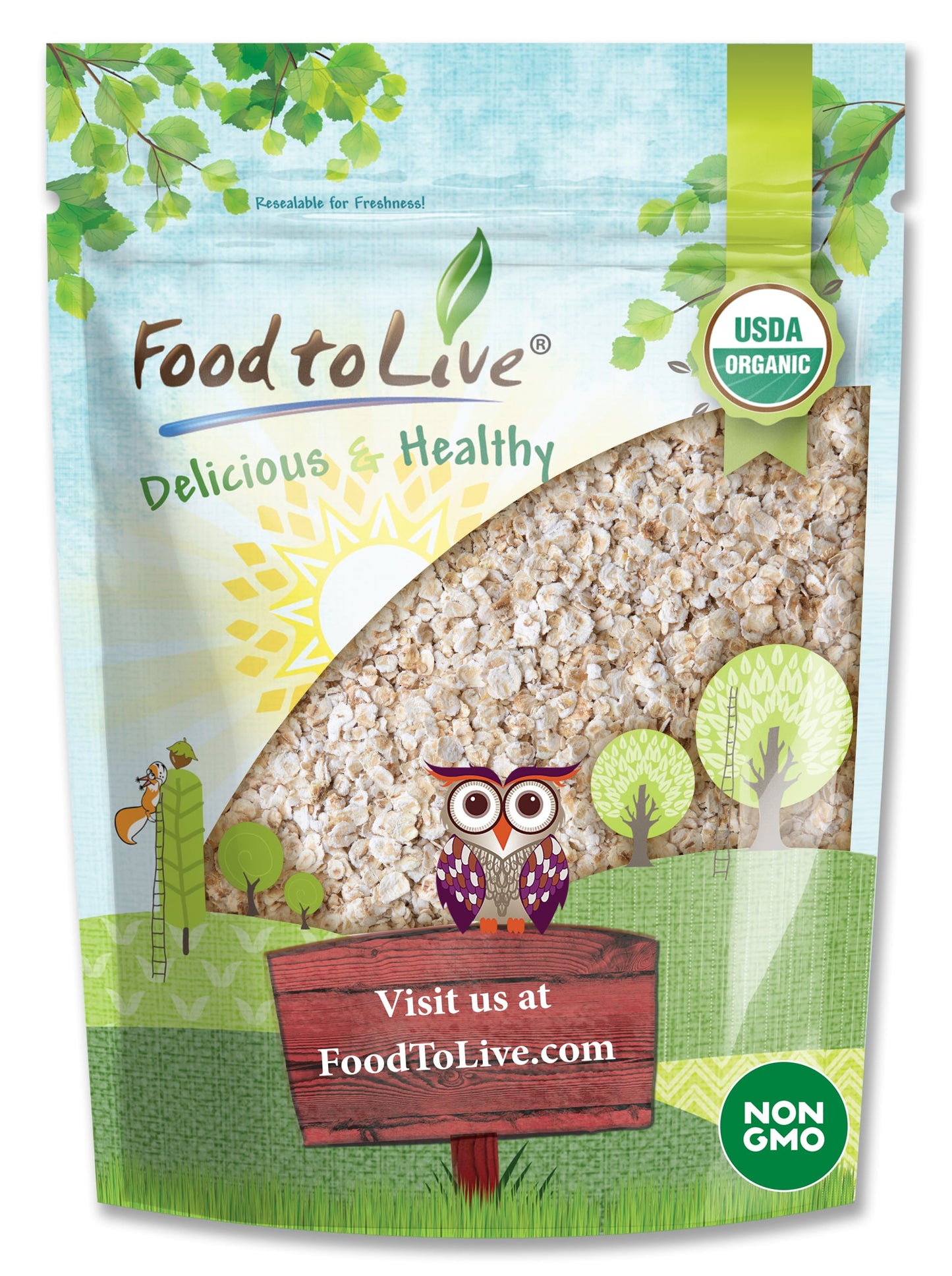 Organic Instant Rolled Oats – Ready in 1 Minute Non-GMO Whole Grain Oatmeal. Good Source of Fiber and Protein. Great Quick Cook and Overnight Oats for Nutritious Breakfast