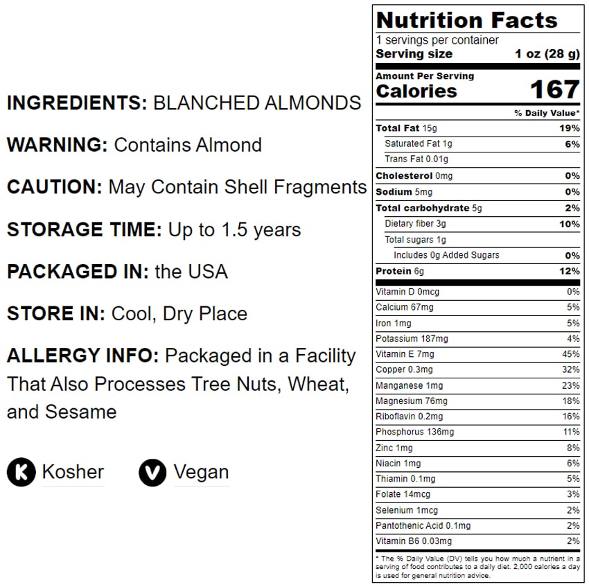 Blanched Sliced Almonds — Non-GMO Verified, Kosher, Raw, Vegan - by Food to Live