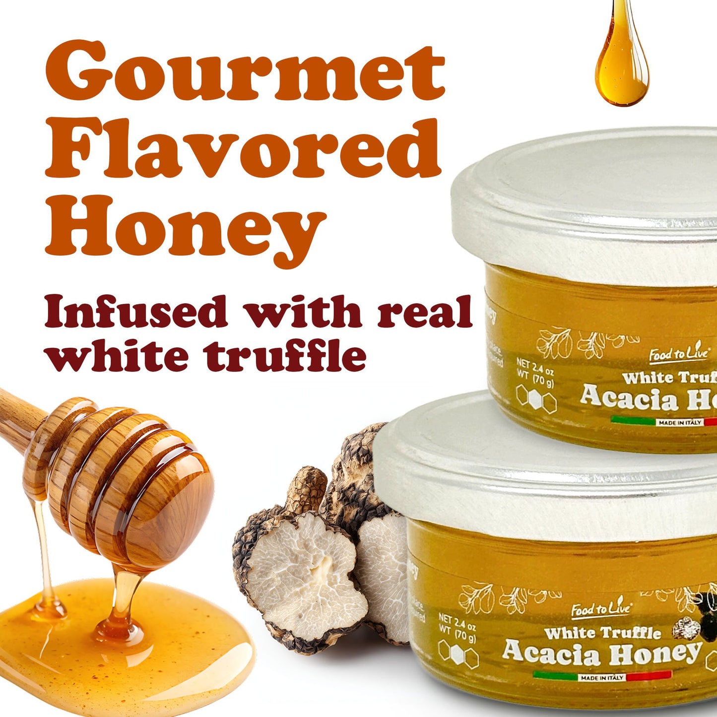 White Truffle Acacia Honey 70 g - by Food to Live