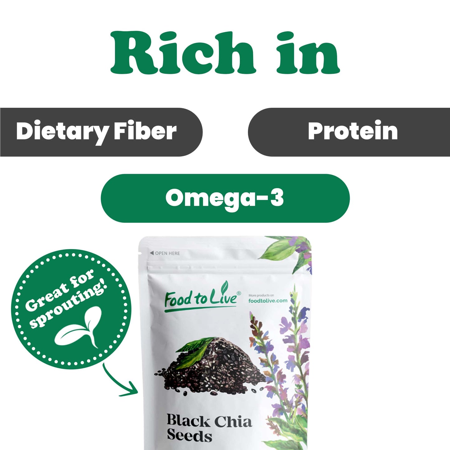 Chia Seeds – Non-GMO Verified, Kosher, Sirtfood – by Food to Live