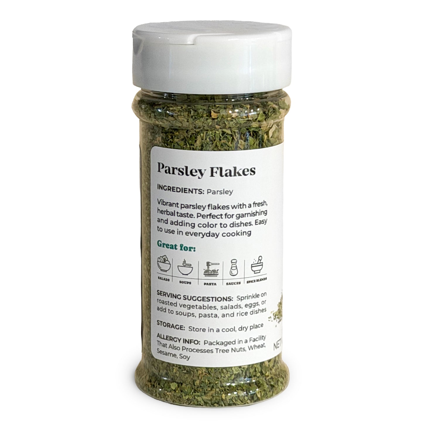 Flat Parsley Flakes, 0.8 oz – Kosher, Vegan – by Food to Live