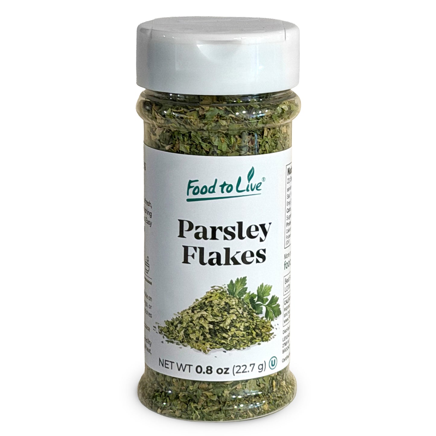 Flat Parsley Flakes, 0.8 oz – Kosher, Vegan – by Food to Live
