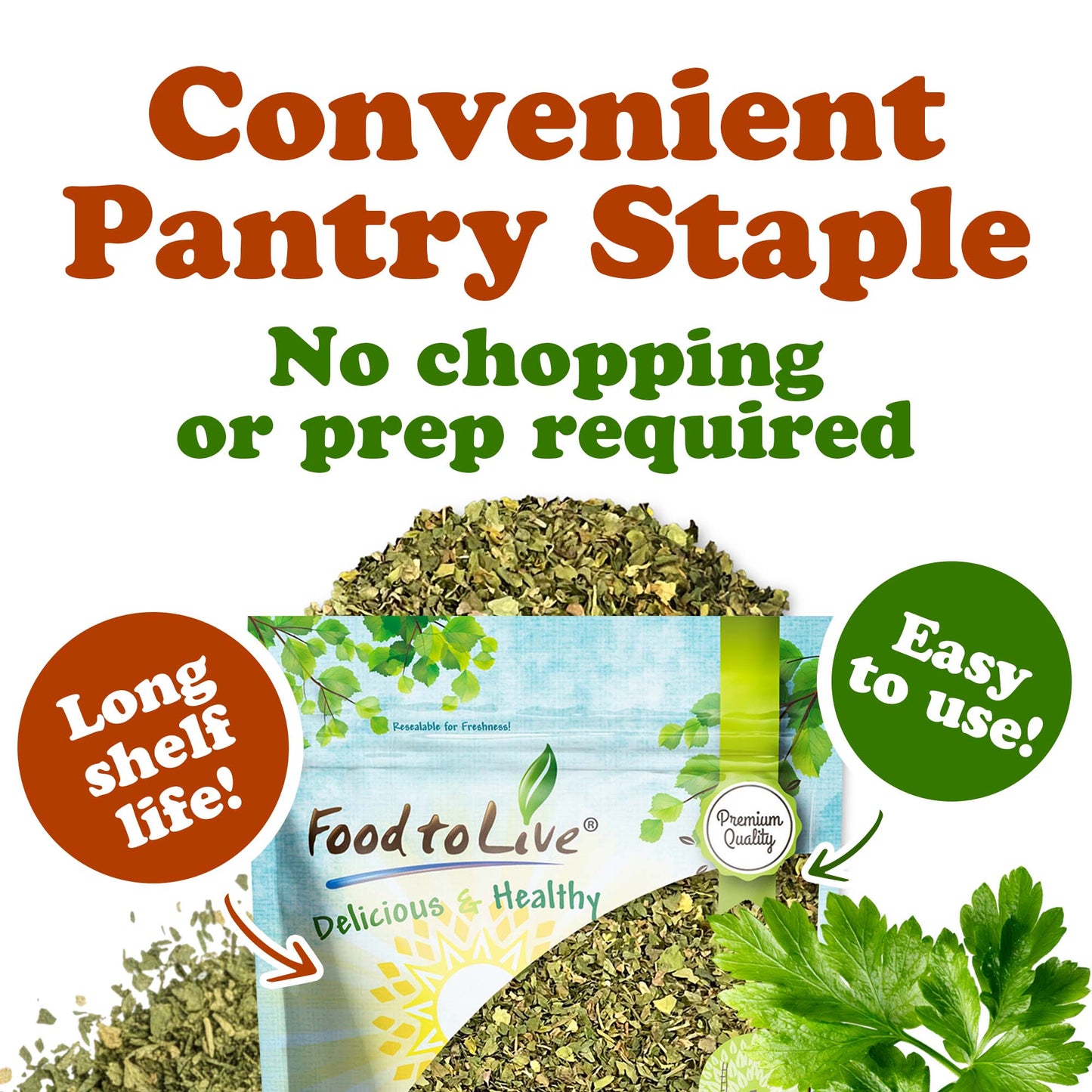 Flat Parsley Flakes – Kosher, Vegan, Bulk – by Food to Live