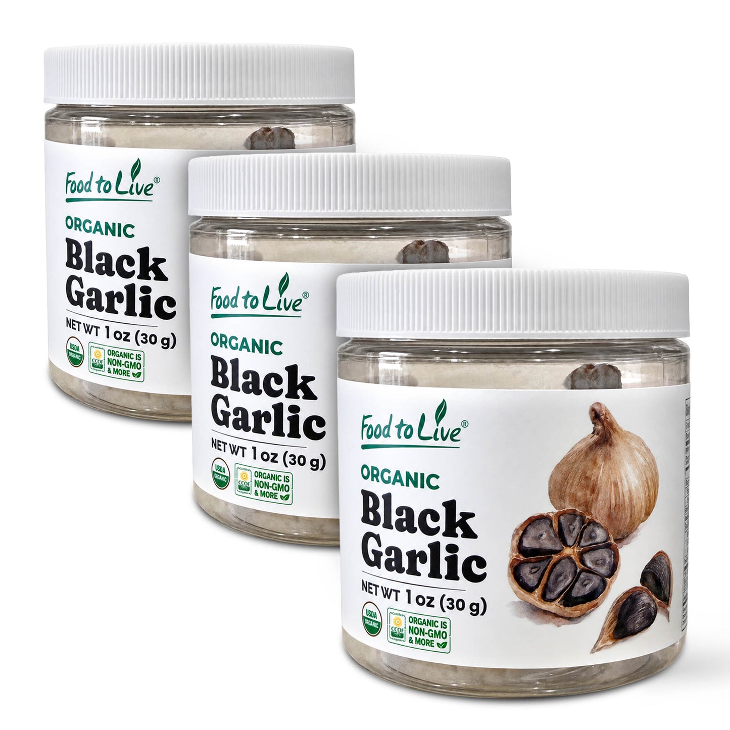 Organic Black Garlic, 30 g - Whole Bulb Produced by Natural Fermentation - by Food to Live