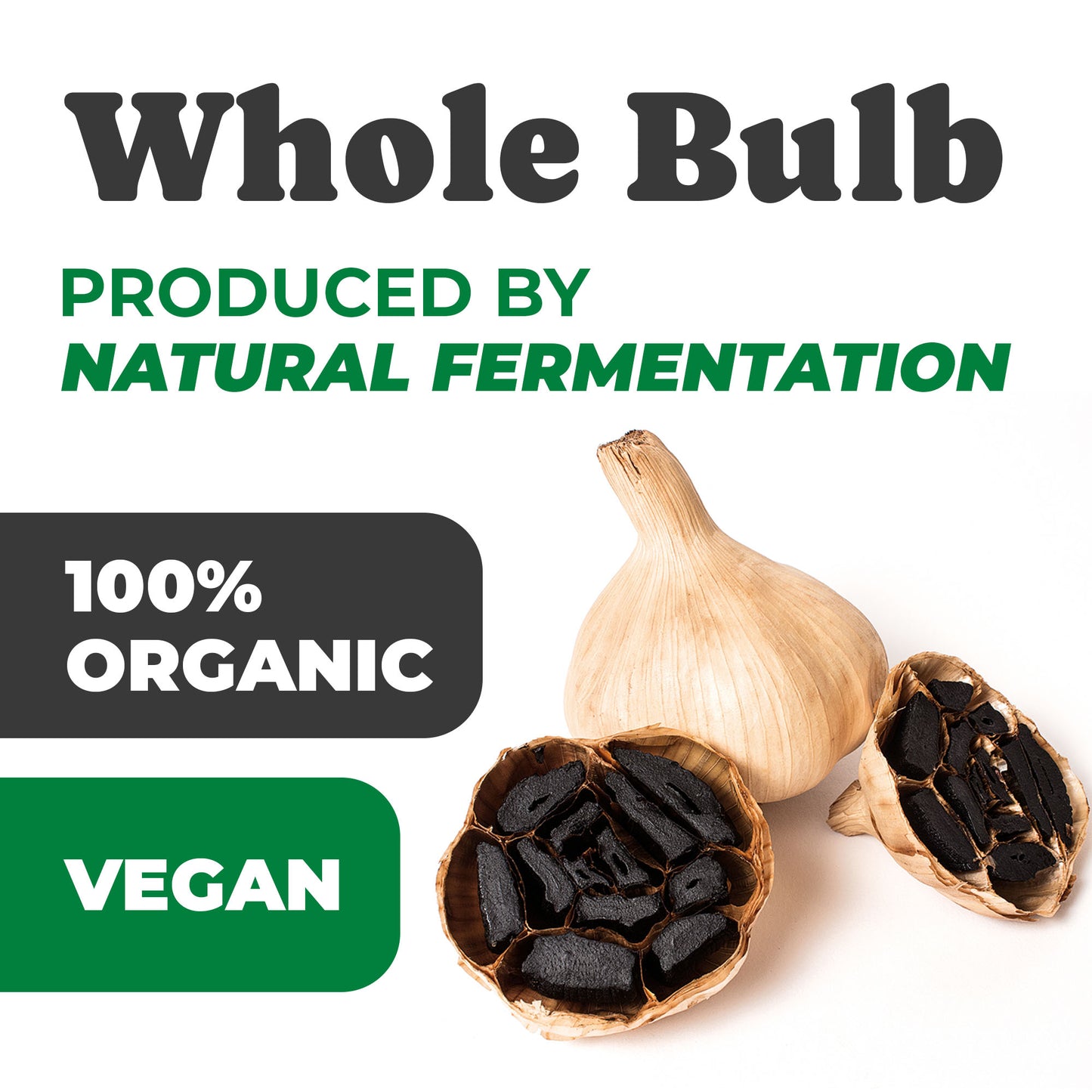 Organic Black Garlic, 30 g - Whole Bulb Produced by Natural Fermentation - by Food to Live