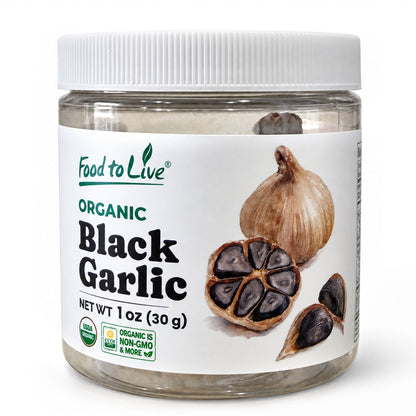 Organic Black Garlic, 30 g - Whole Bulb Produced by Natural Fermentation - by Food to Live