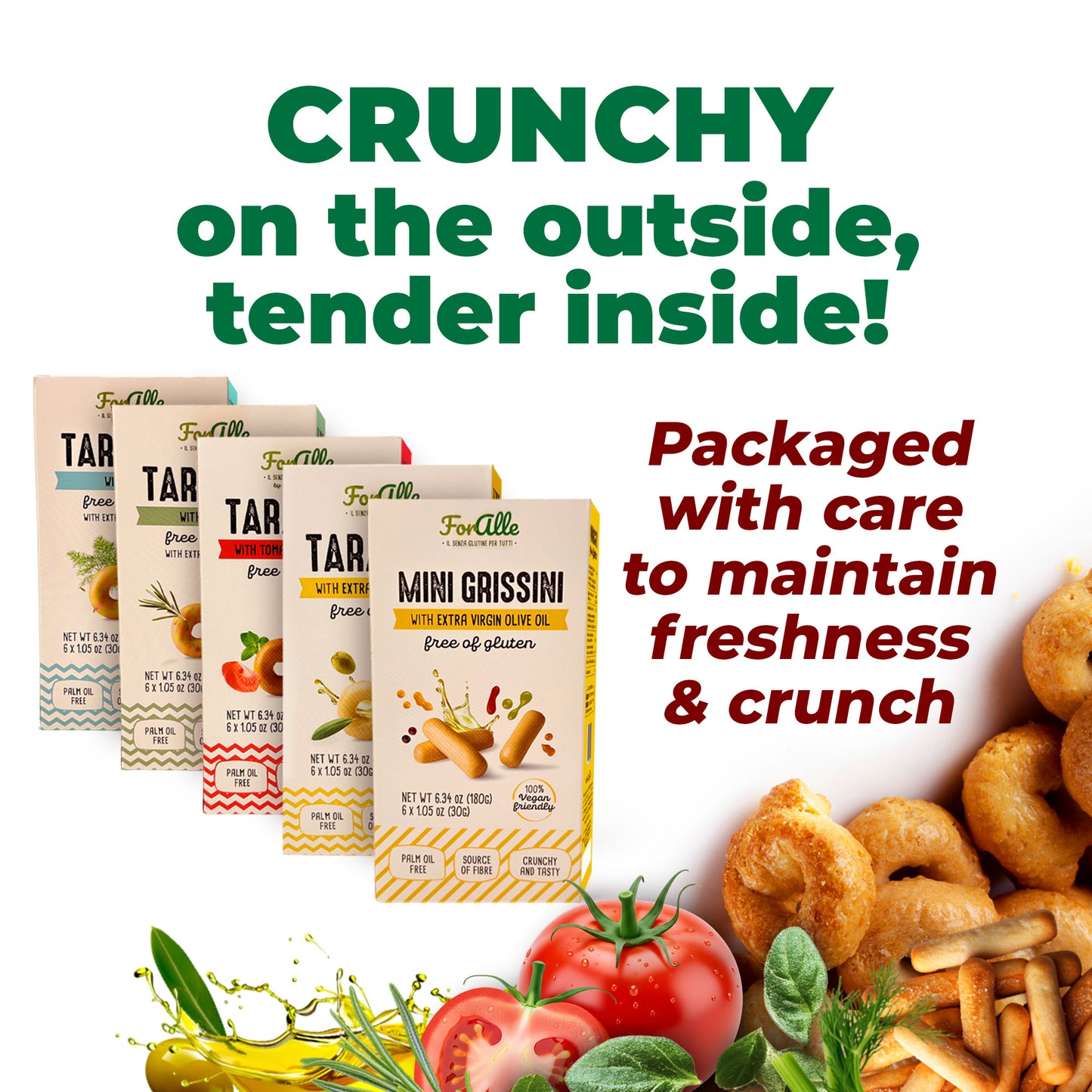 For Alle Gluten-Free Tarallini and Mini Grissini Bundle, Set of 5 –  Oven-Baked. Vegan. Cholesterol-Free