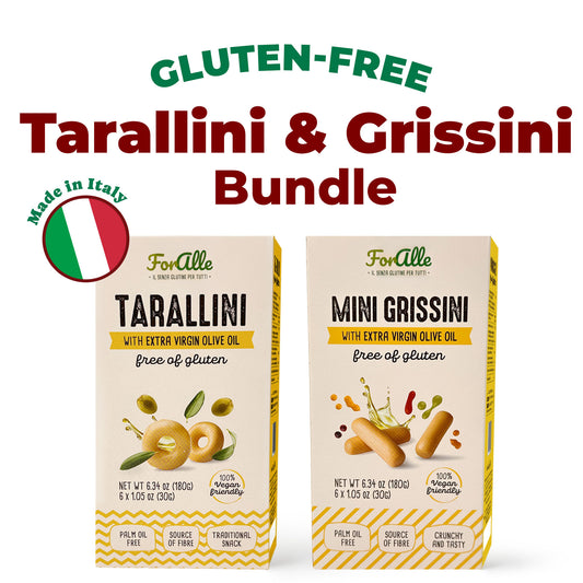 For Alle Gluten-Free Tarallini and Mini Grissini Bundle, Set of 2 –  Oven-Baked. Vegan. Cholesterol-Free.