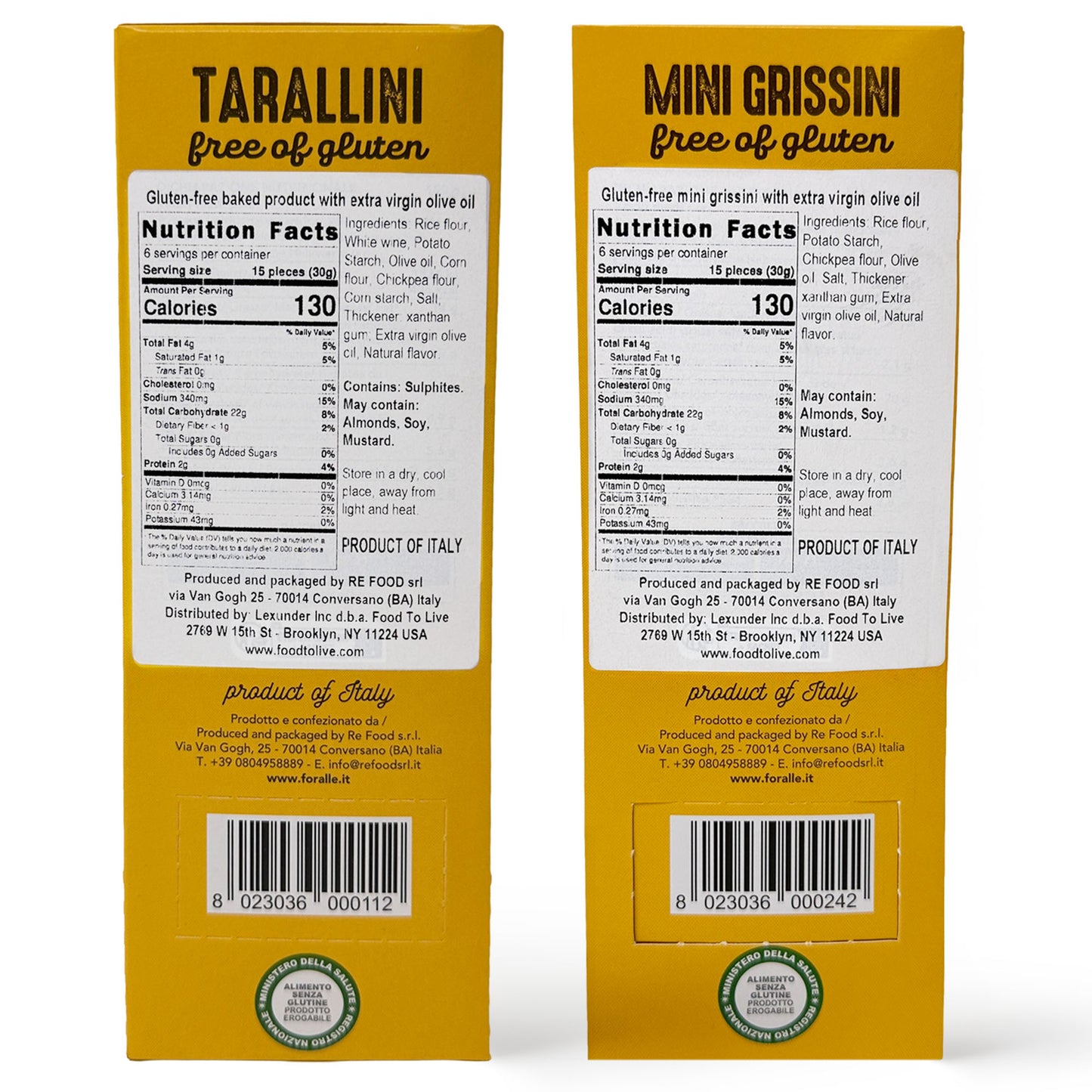 For Alle Gluten-Free Tarallini and Mini Grissini Bundle, Set of 2 –  Oven-Baked. Vegan. Cholesterol-Free.
