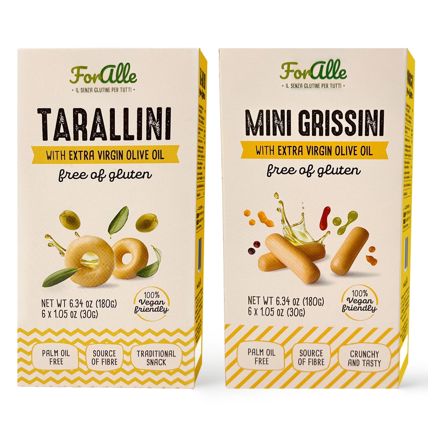 For Alle Gluten-Free Tarallini and Mini Grissini Bundle, Set of 2 –  Oven-Baked. Vegan. Cholesterol-Free.