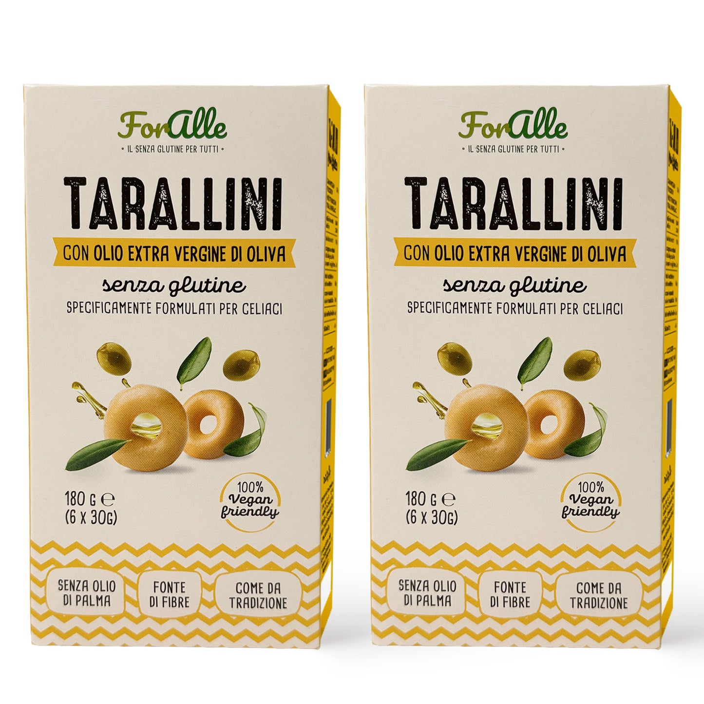 For Alle Gluten-Free Tarallini with Extra Virgin Olive Oil, 6x1.05 oz (6.34 oz) – Oven-Baked. Vegan. Cholesterol-Free