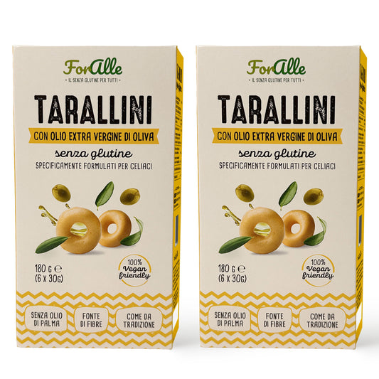 For Alle Gluten-Free Tarallini with Extra Virgin Olive Oil, 6x1.05 oz (6.34 oz) – Oven-Baked. Vegan. Cholesterol-Free