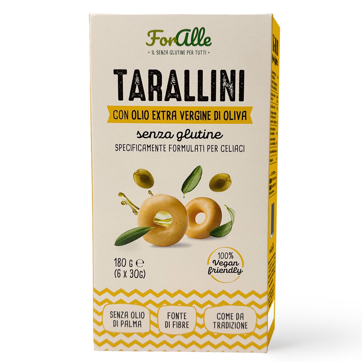 For Alle Gluten-Free Tarallini with Extra Virgin Olive Oil, 6x1.05 oz (6.34 oz) – Oven-Baked. Vegan. Cholesterol-Free