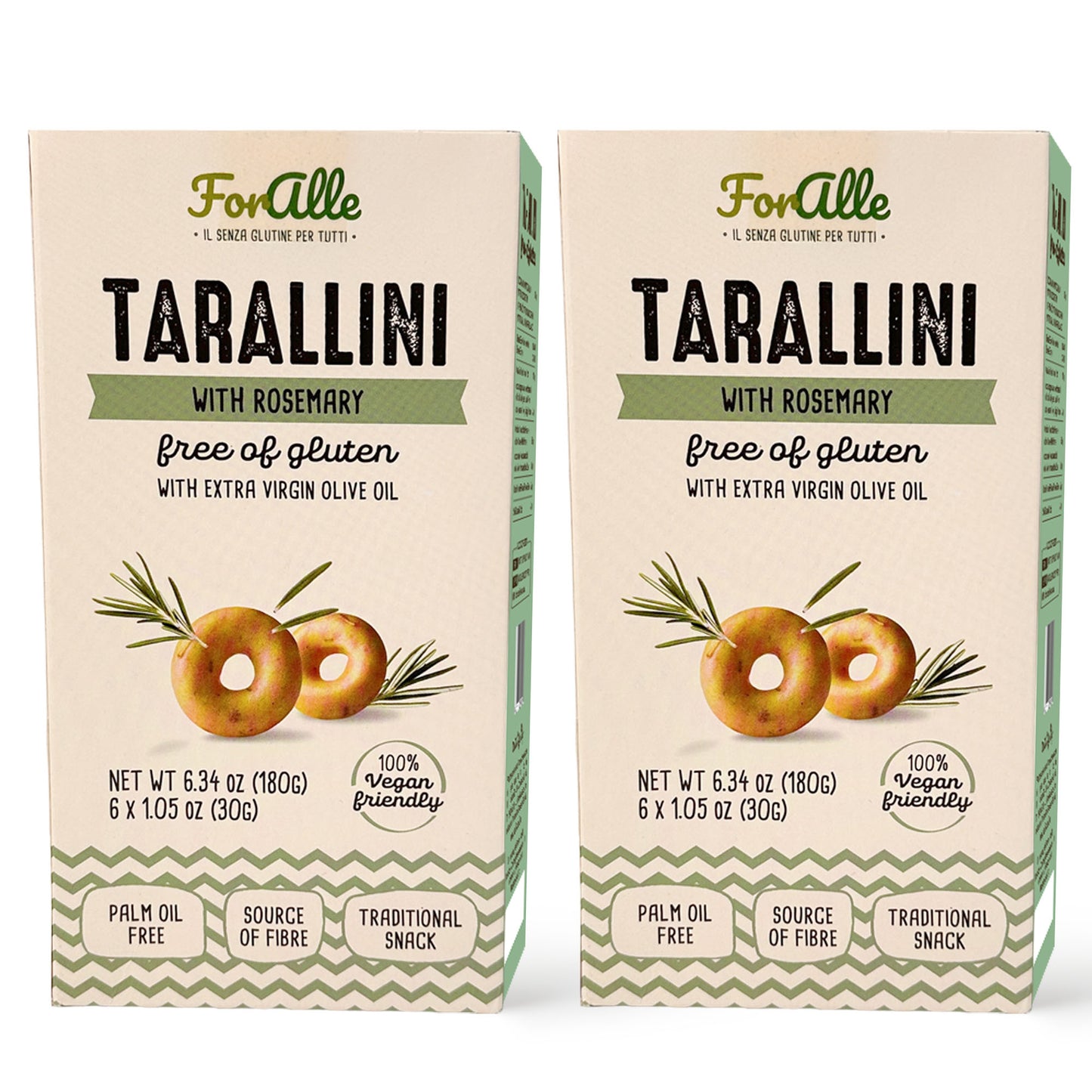 For Alle Gluten Free Tarallini with Tomato and Oregano, 6x1.05 oz (6.34 oz) – Oven-Baked. Vegan. Cholesterol-Free