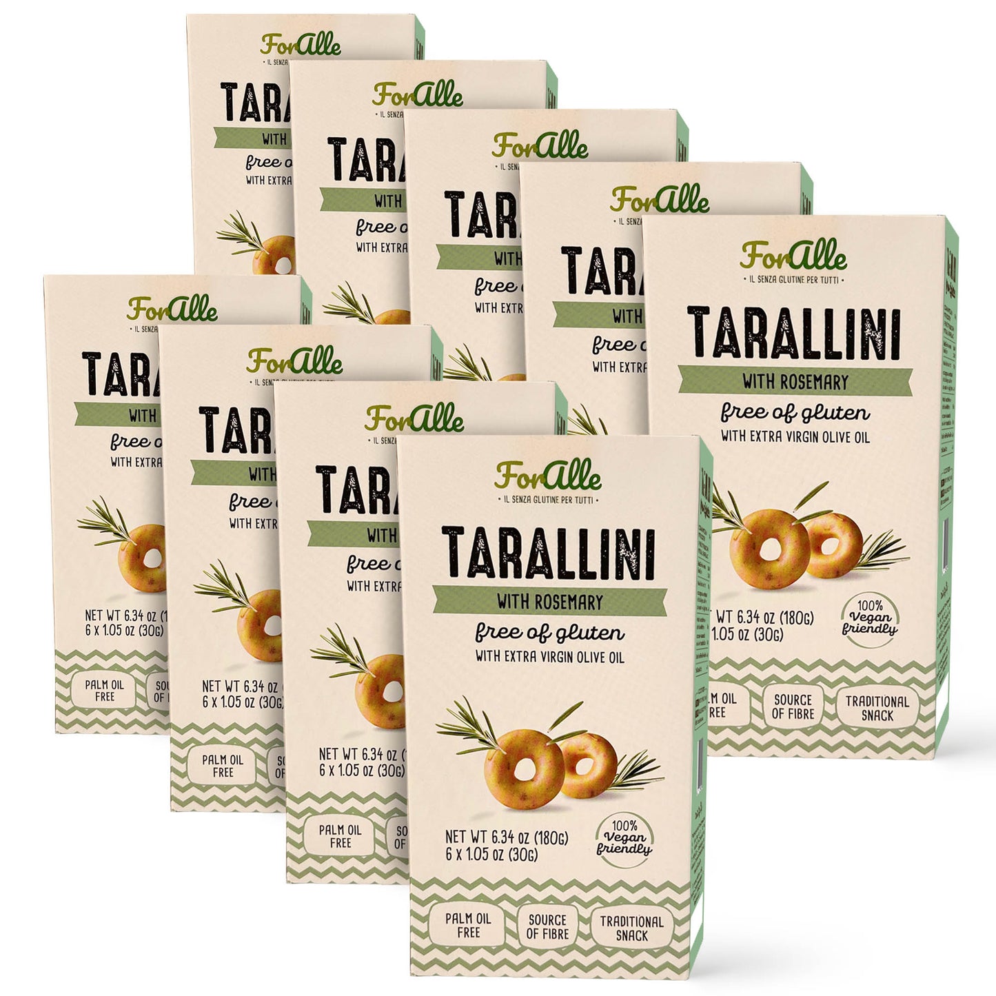 For Alle Gluten Free Tarallini with Tomato and Oregano, 6x1.05 oz (6.34 oz) – Oven-Baked. Vegan. Cholesterol-Free