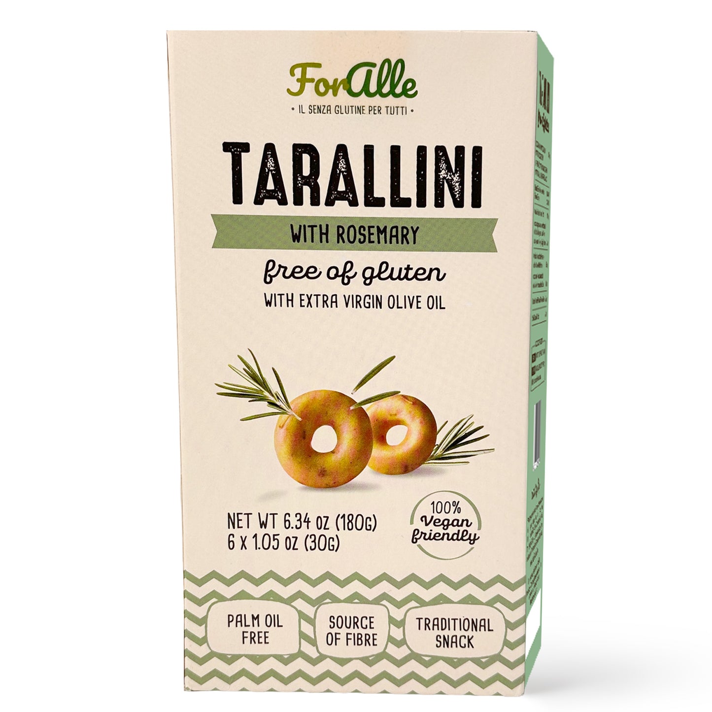 For Alle Gluten Free Tarallini with Tomato and Oregano, 6x1.05 oz (6.34 oz) – Oven-Baked. Vegan. Cholesterol-Free
