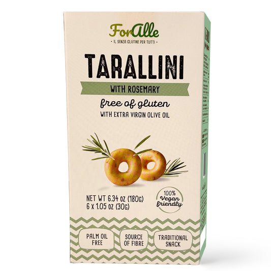 For Alle Gluten Free Tarallini with Tomato and Oregano, 6x1.05 oz (6.34 oz) – Oven-Baked. Vegan. Cholesterol-Free