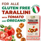 For Alle Gluten Free Tarallini with Tomato and Oregano, 6x1.05 oz (6.34 oz) – Traditional Italian Pugliese Snack. Oven-Baked. Vegan. Cholesterol-Free.