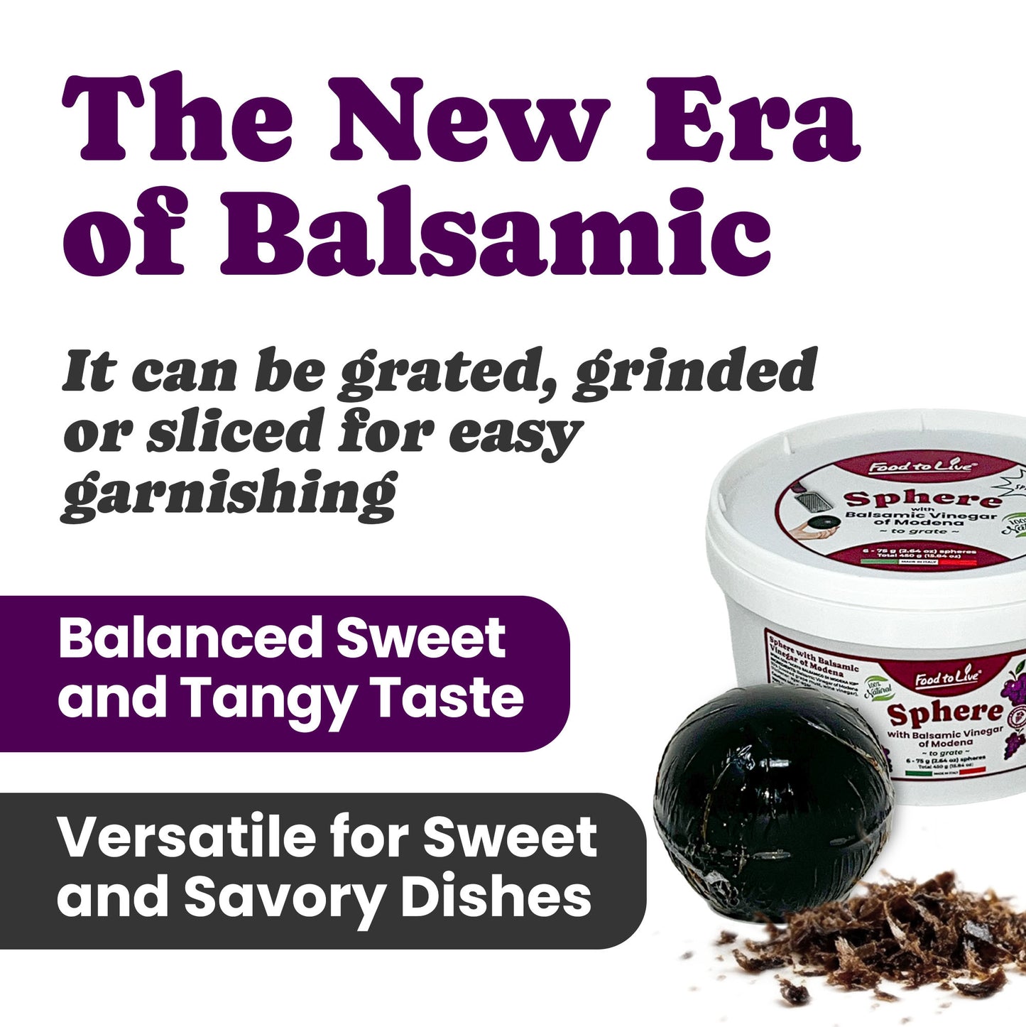 Sphere with Balsamic Vinegar of Modena, 75g (2.64 oz) –  Vegan – by Food to Live