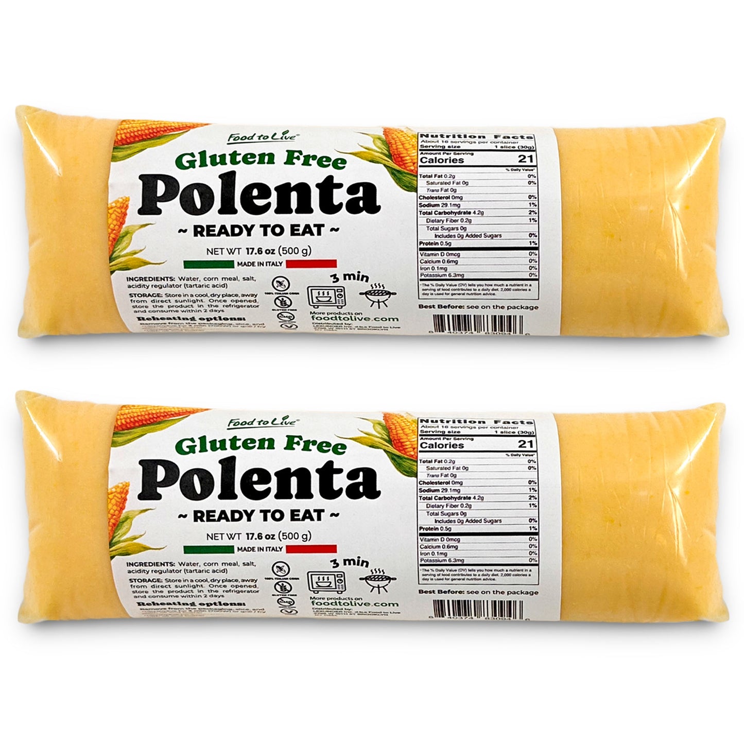 Gluten Free Polenta Ready To Eat - 500gr - by Food to Live