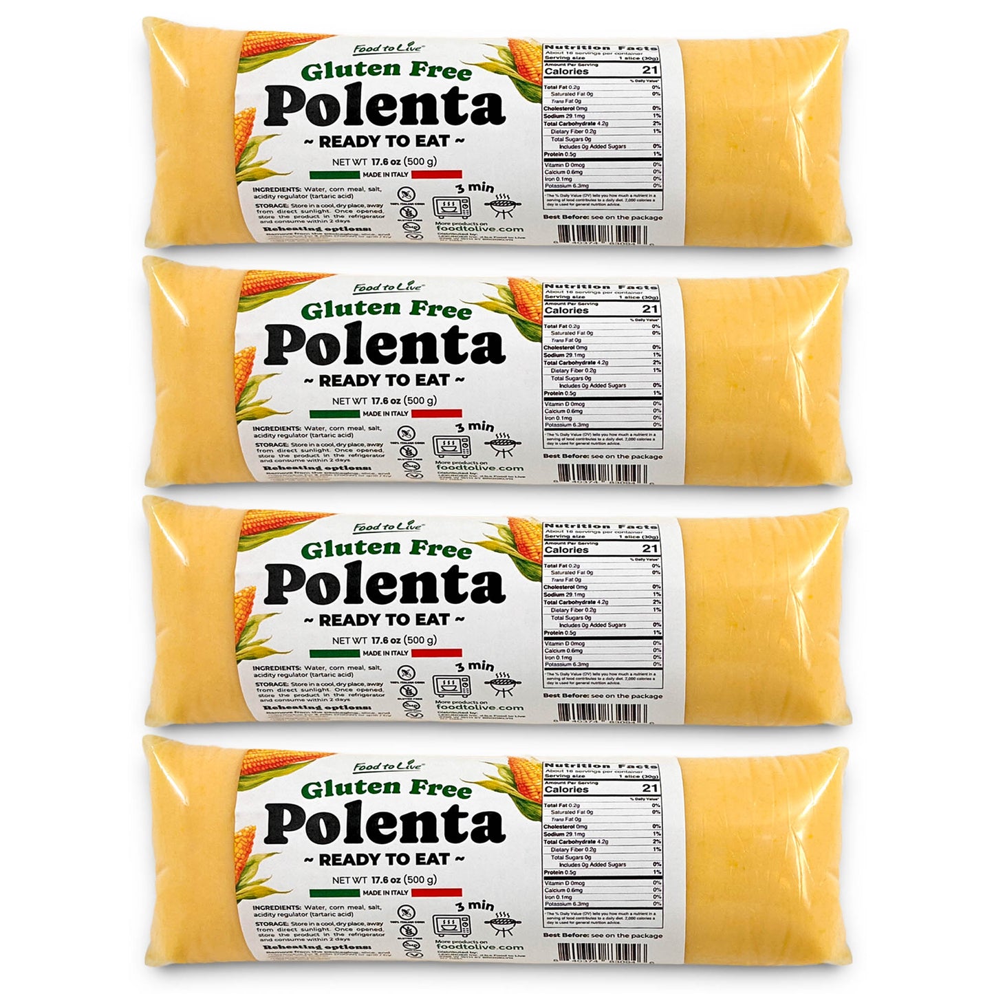 Gluten Free Polenta Ready To Eat - 500gr - by Food to Live