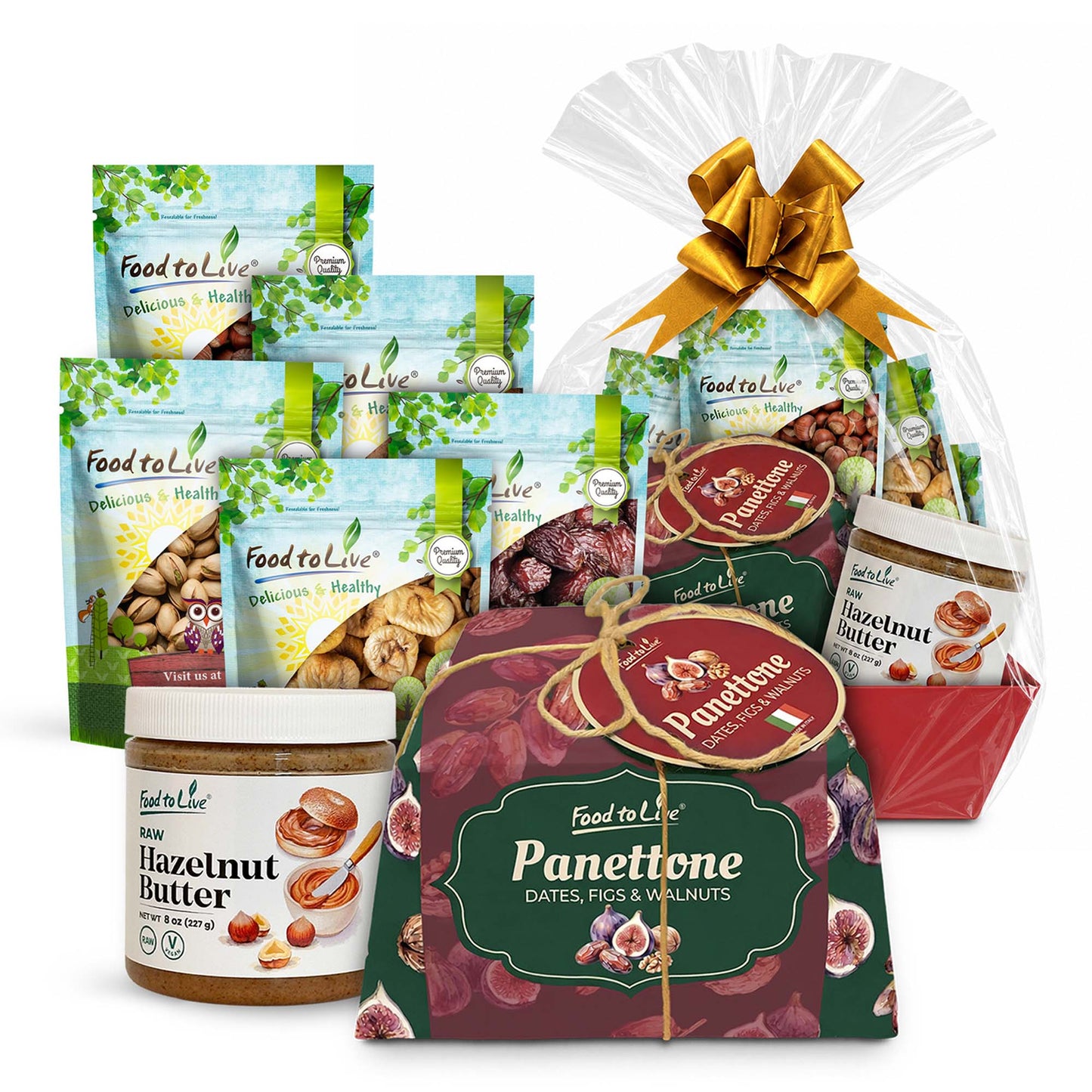 Holiday Panettone and Nuts Collection Basket -  by Food to Live