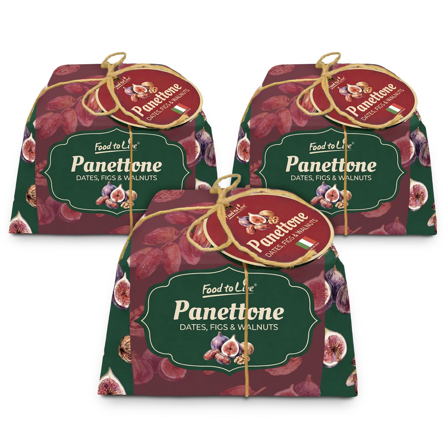 Italian Dates, Figs and Walnuts Panettone, 26.4 oz (750g) - by Food to Live