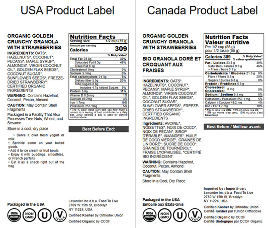 Organic Golden Crunchy Granola with Strawberries - by Food to Live