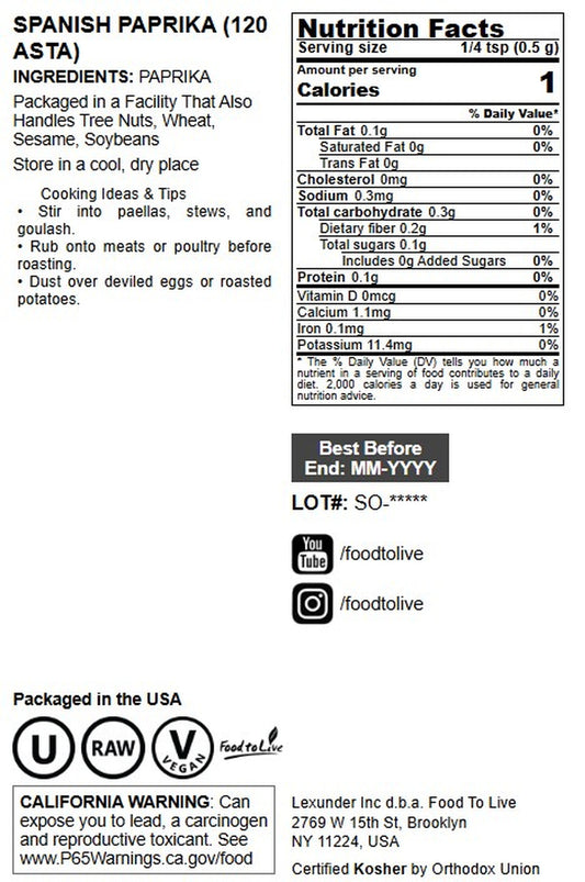 Spanish Paprika - Vegan, Kosher, Bulk - by Food to Live