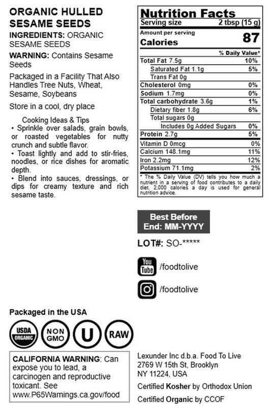 Organic Sesame Seeds - by Food To Live