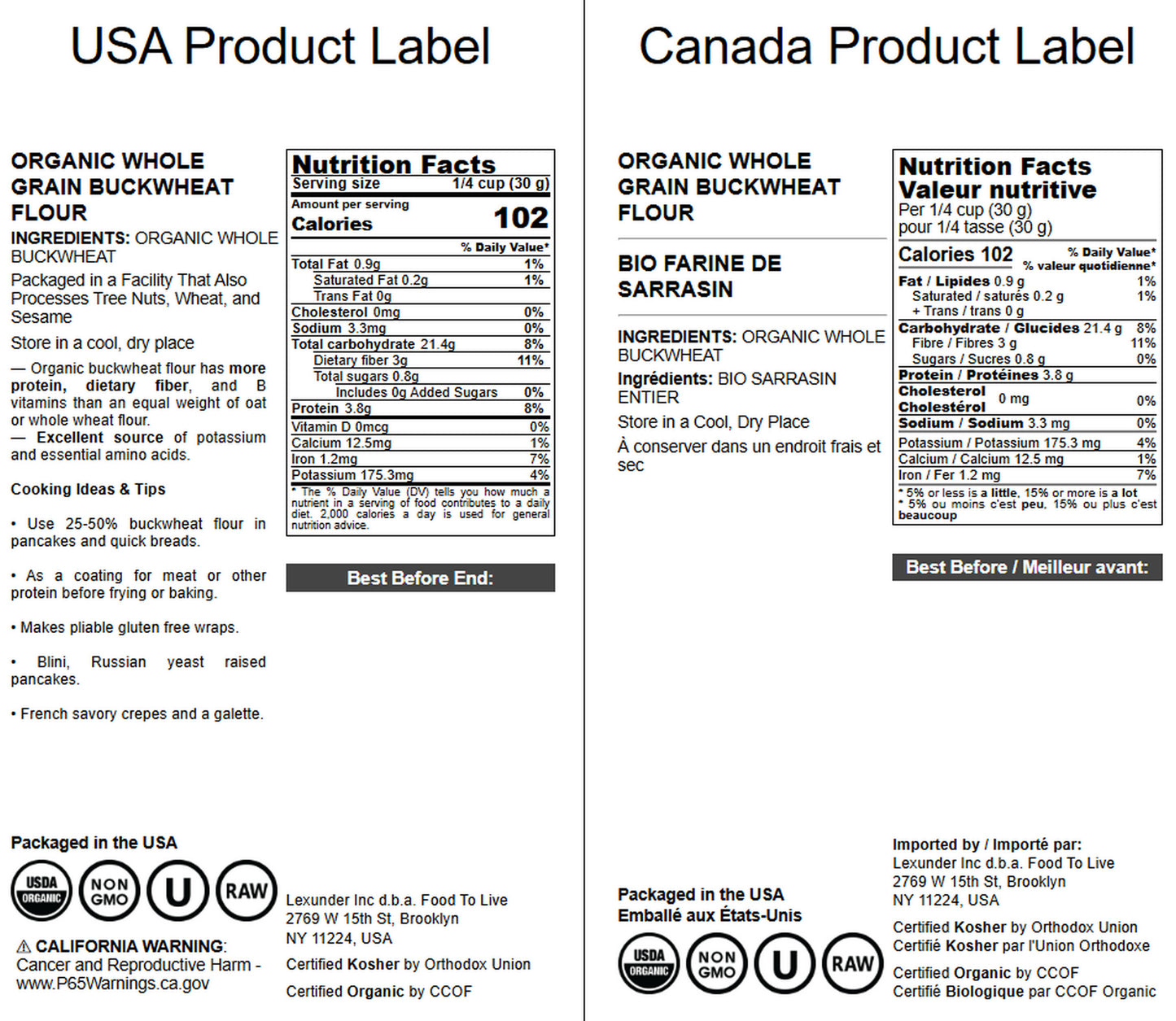 Organic Whole Grain Buckwheat Flour - by Food To Live