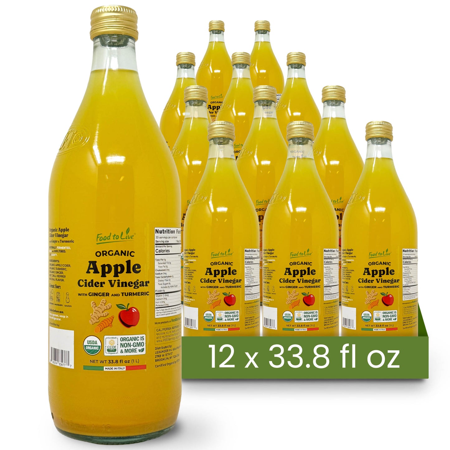 Organic Apple Cider Vinegar with Ginger and Turmeric - by Food To Live