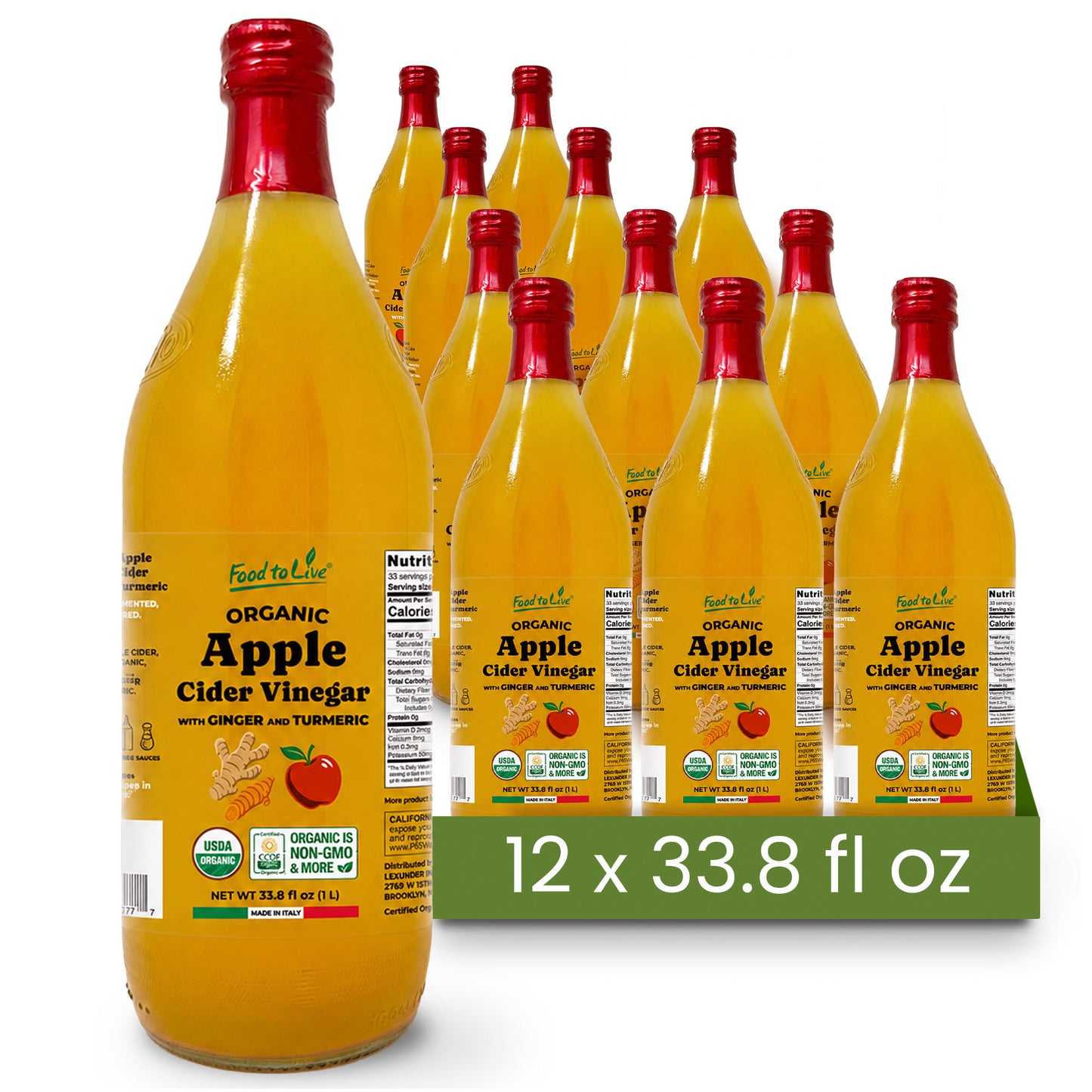 Organic Apple Cider Vinegar with Ginger and Turmeric - by Food To Live