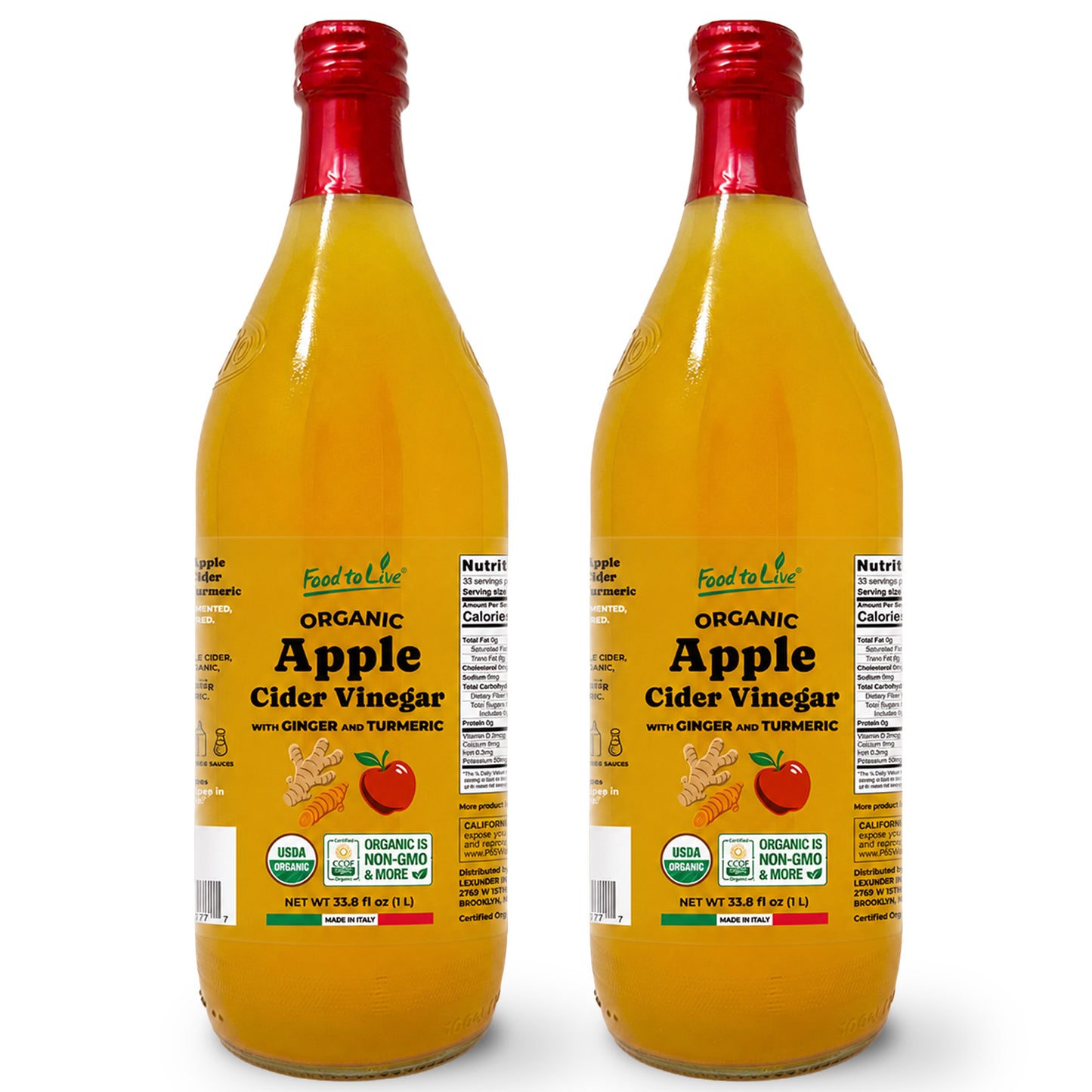 Organic Apple Cider Vinegar with Ginger and Turmeric - by Food To Live