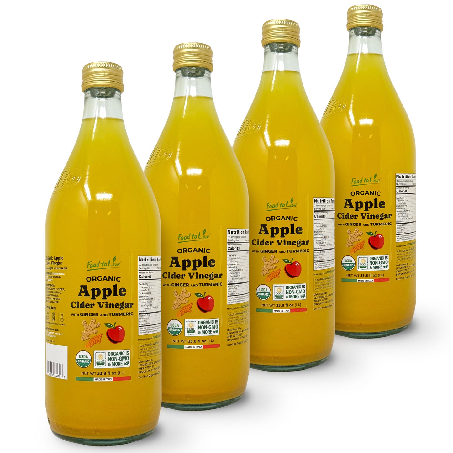 Organic Apple Cider Vinegar with Ginger and Turmeric - by Food To Live