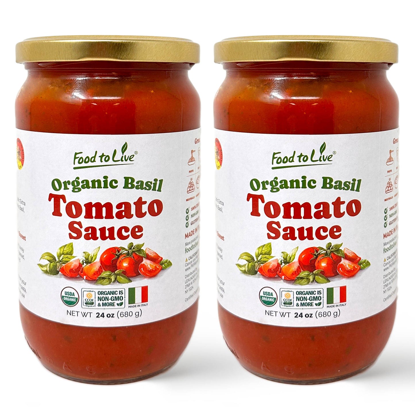 Organic Basil Tomato Sauce - by Food to Live