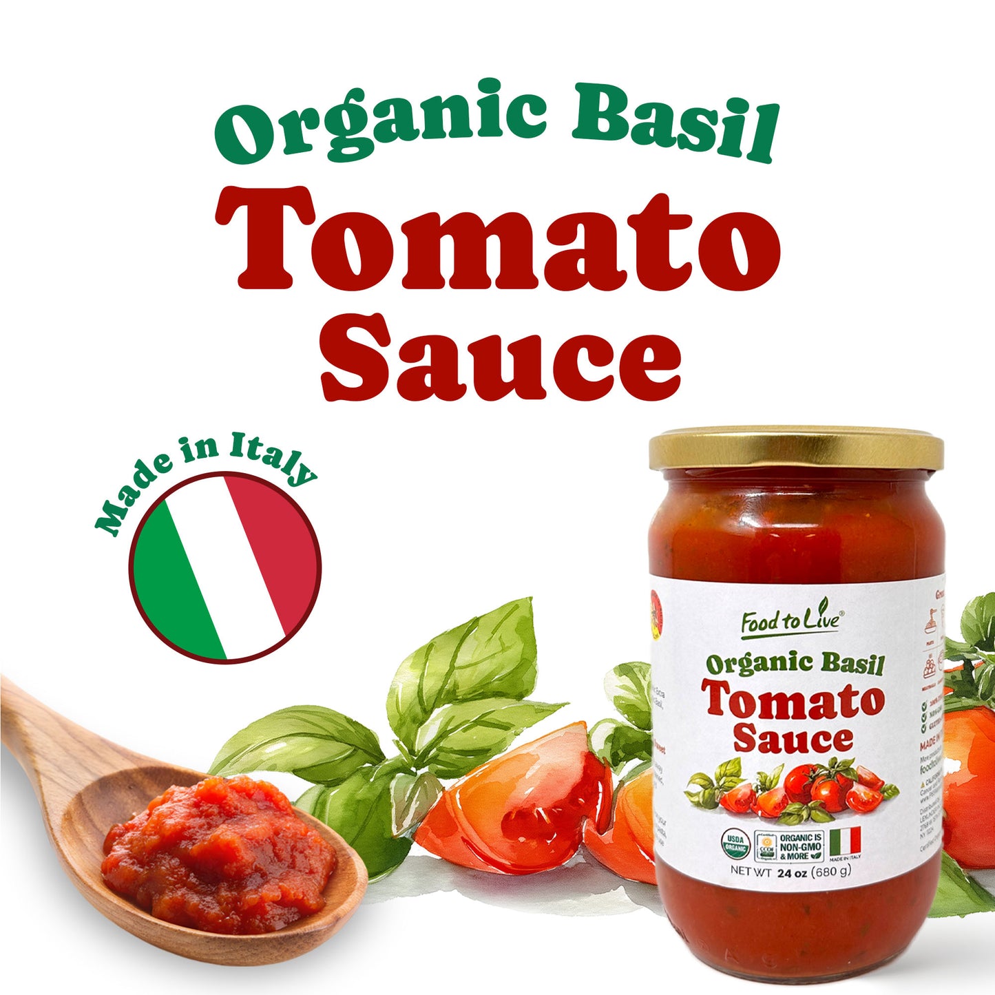 Organic Basil Tomato Sauce - by Food to Live