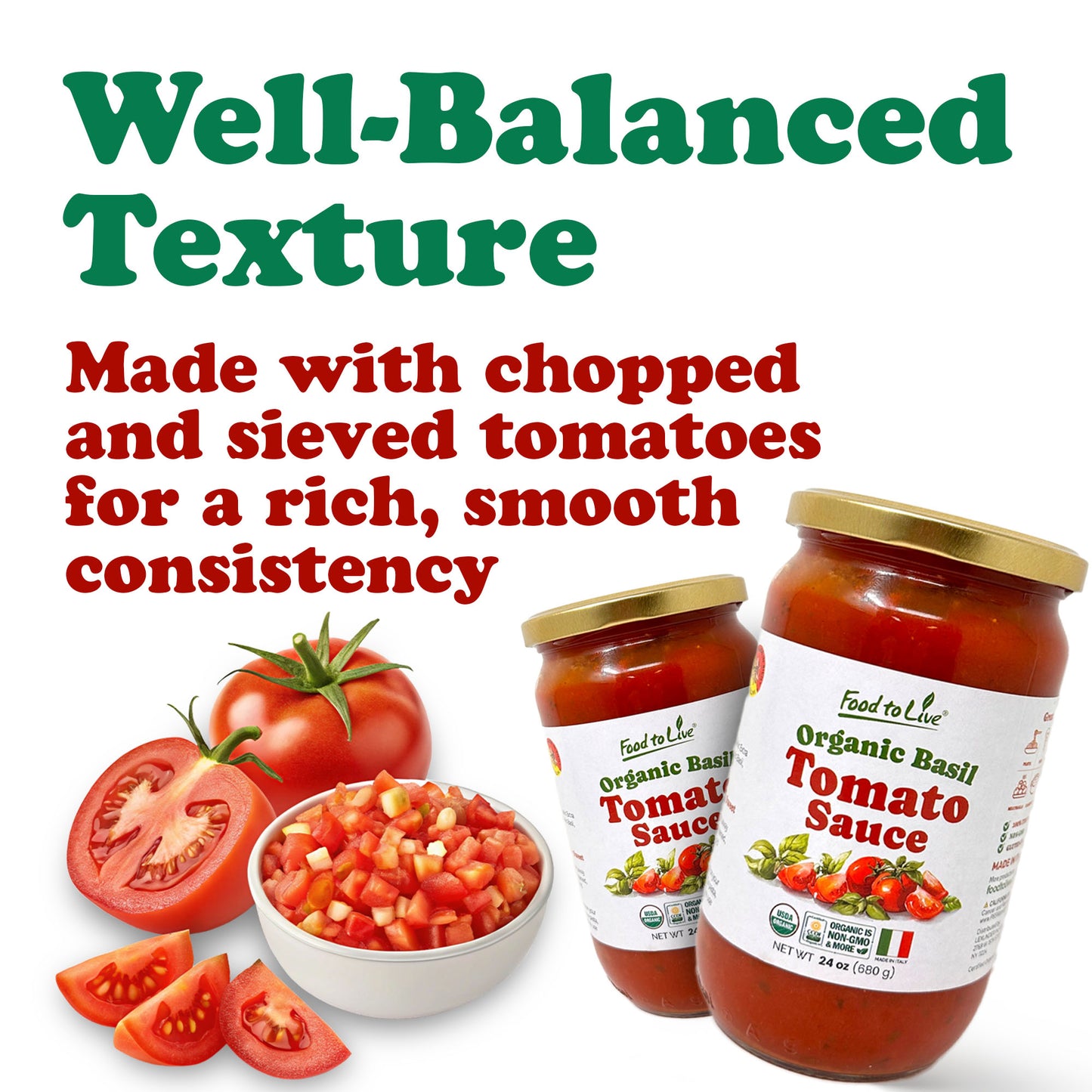 Organic Basil Tomato Sauce - by Food to Live