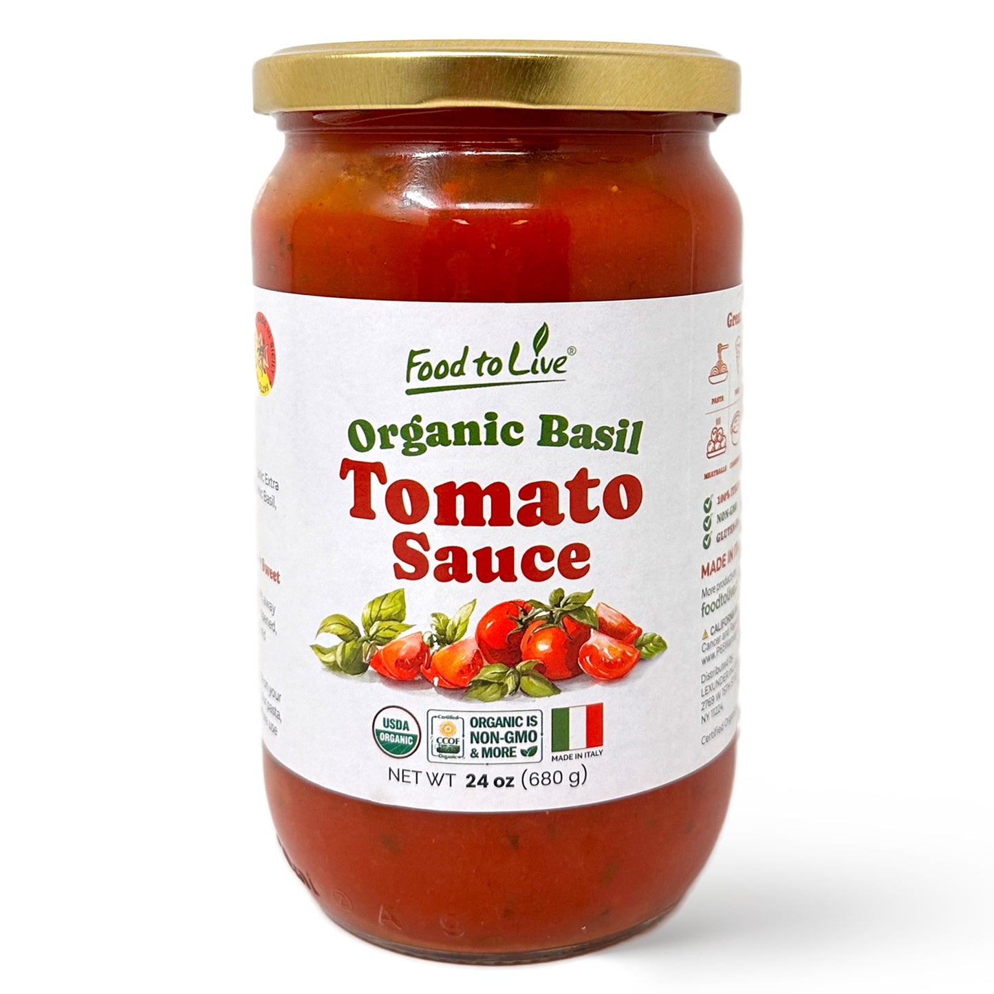 Organic Basil Tomato Sauce - by Food to Live