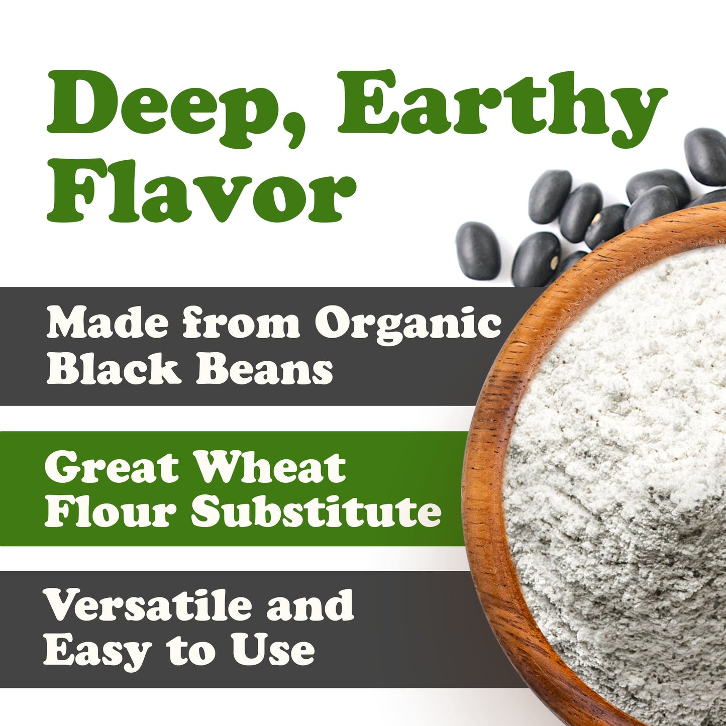 Organic Black Bean Flour – Keto, Non-GMO, Kosher, Vegan, Bulk – by Food to Live