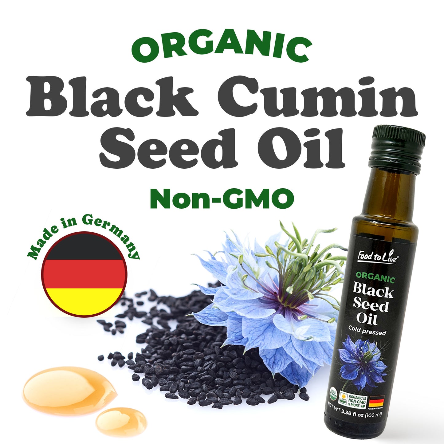 Organic Black Cumin Oil - 100 ml - by Food To Live