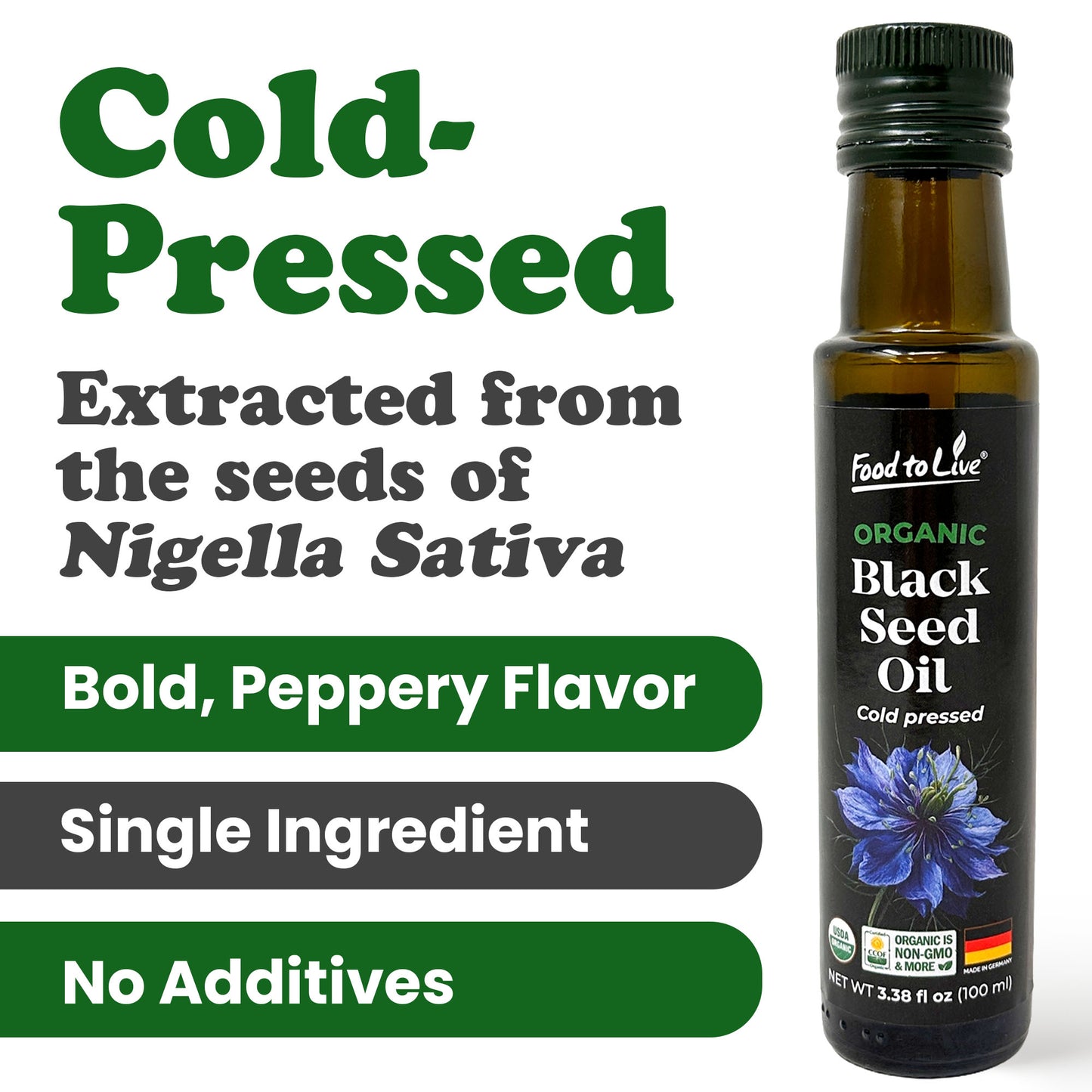 Organic Black Cumin Oil - 100 ml - by Food To Live