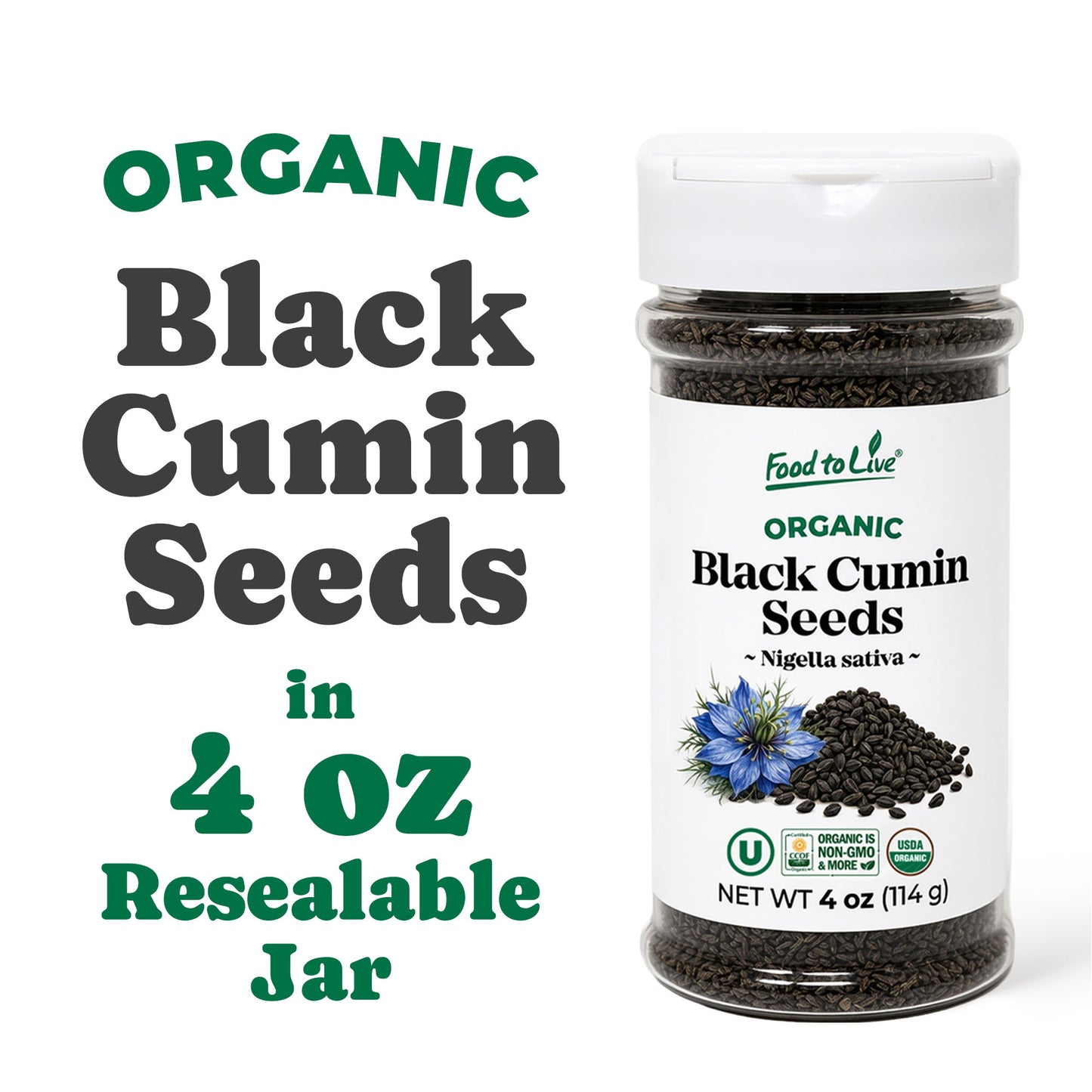Organic Black Cumin Seeds - Kosher, Vegan, Bulk, Non-GMO, Raw - by Food to Live
