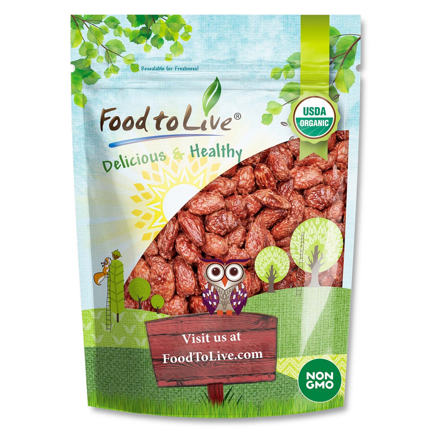 Organic Candied Cinnamon Almond - Non-GMO, Vegan, Bulk - by Food to Live