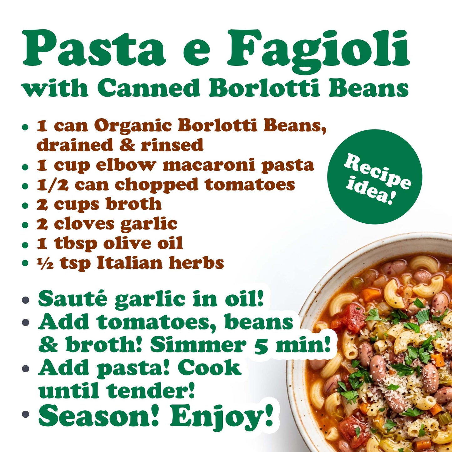 Organic Canned Borlotti Beans, 14 oz - Unsalted, Non-GMO, Vegan - by Food to Live