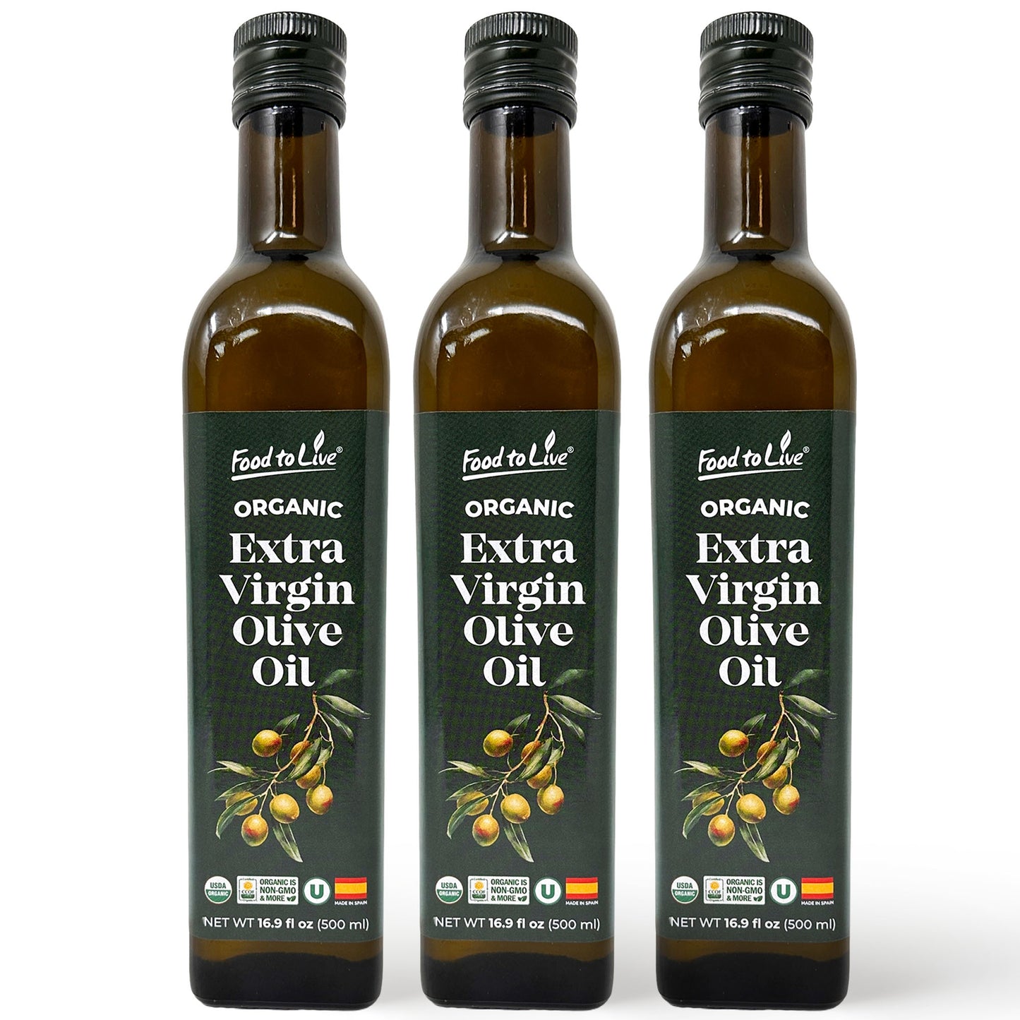 Organic Extra Virgin Olive Oil - 500 ml - by Food To Live