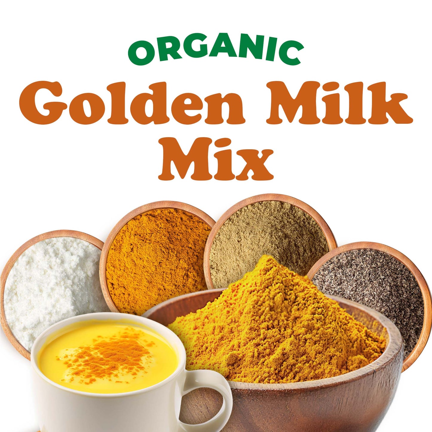 Organic Golden Milk Mix - Non-GMO, Kosher, Vegan - by Food to Live