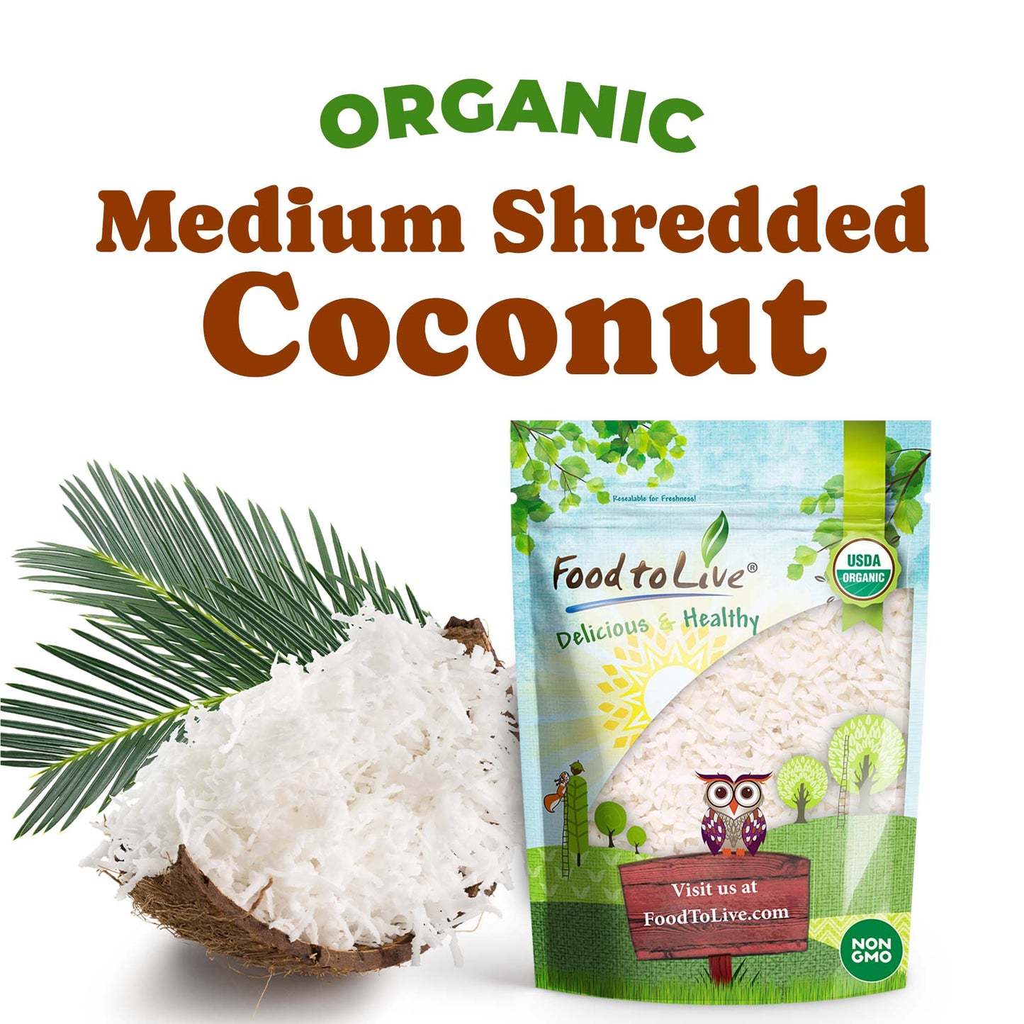 Organic Shredded Coconut - by Food To Live